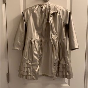 Metallic faux leather coat